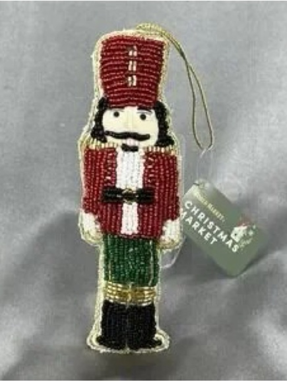 Beaded Nutcracker Ornament - Red & Green - Christmas Market